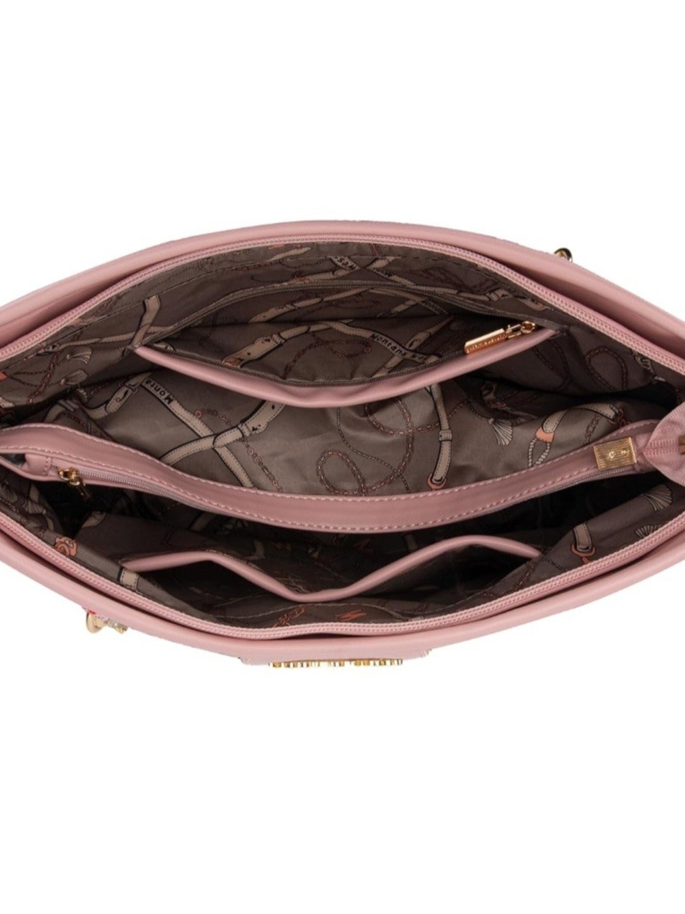 Montana West Pink Multicolor Tweed Tote with Gold Chain Straps- Fast Shipping!! - Picture 5 of 8